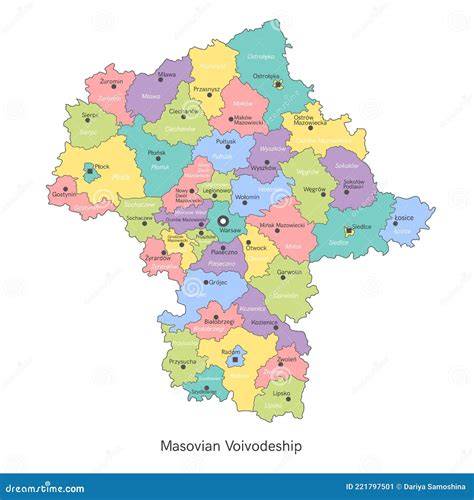Mapa województwa mazowieckiego z zaznaczonym Urzędem Marszałkowskim