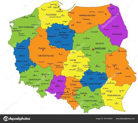 Mapa Polski z zaznaczonymi siedzibami oddziałów ZUS