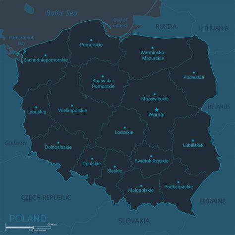 Mapa Polski z zaznaczonymi Siedlcami