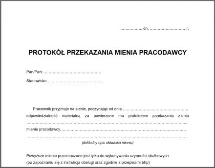 Procedura rozliczenia mienia powierzonego pracownikowi