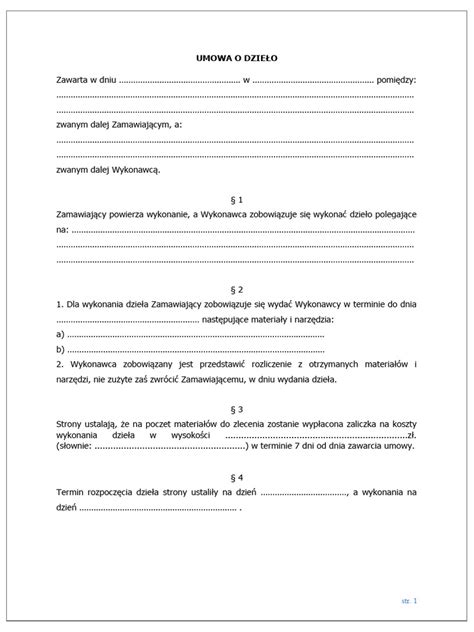 Schemat umowy o dzieło projektowanie strony internetowej