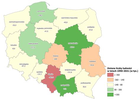 Mapa Polski z zaznaczonymi przeciętnymi wynagrodzeniami w poszczególnych województwach