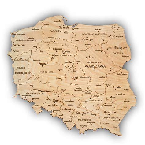 Mapa Polski z zaznaczonymi lokalizacjami Powiatowych Urzędów Pracy