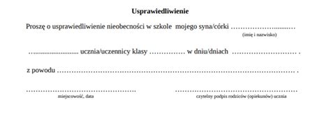 Usprawiedliwienie nieobecności w pracy