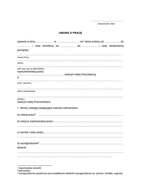 Umowa o pracę - schemat