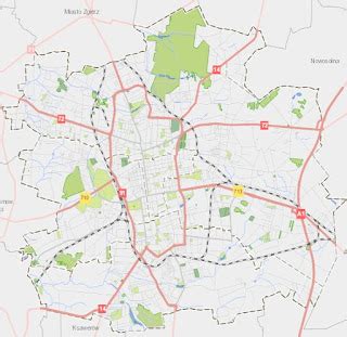 Mapa Łodzi z zaznaczonymi dzielnicami, w których znajdują się oferty pracy