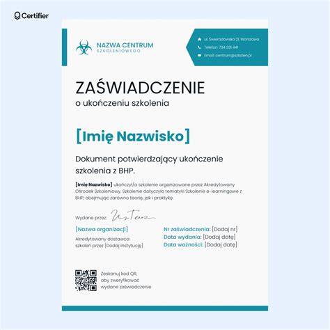 Przykładowe certyfikaty potwierdzające rozwój zawodowy nauczyciela