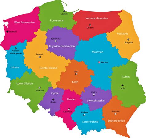 Mapa Polski z zaznaczonymi regionami o najwyższych intencjach rekrutacyjnych
