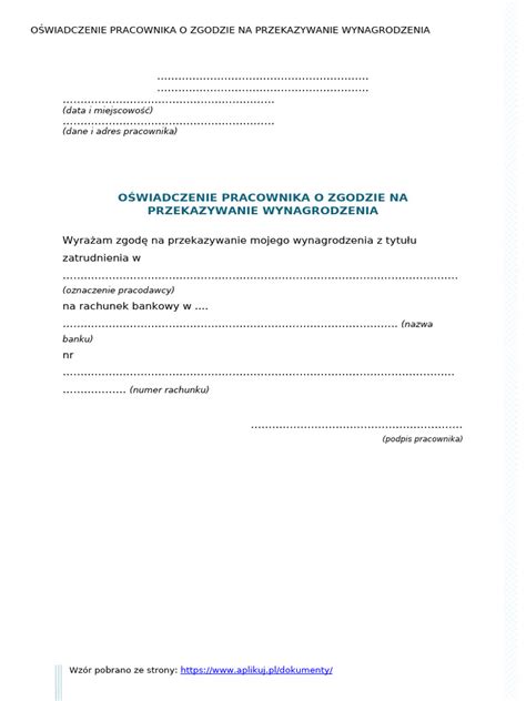 Przelew wynagrodzenia na konto bankowe