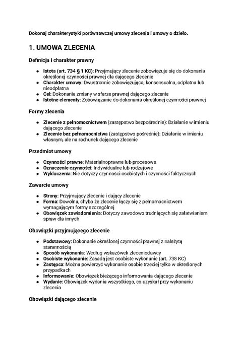 Porównanie umowy o dzieło i umowy zlecenia