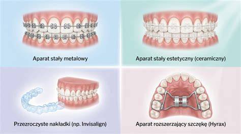 Ilustracja przedstawiająca różne rodzaje ortez i gorsetów
