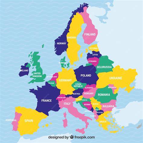 Mapa Europy z zaznaczonymi krajami UE