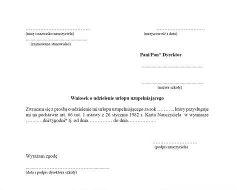 Urlop uzupełniający dla nauczycieli