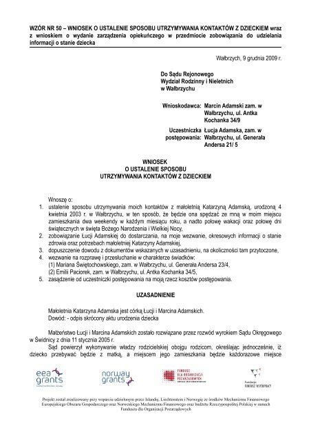 Przykładowy wzór wniosku o dni opieki nad dzieckiem
