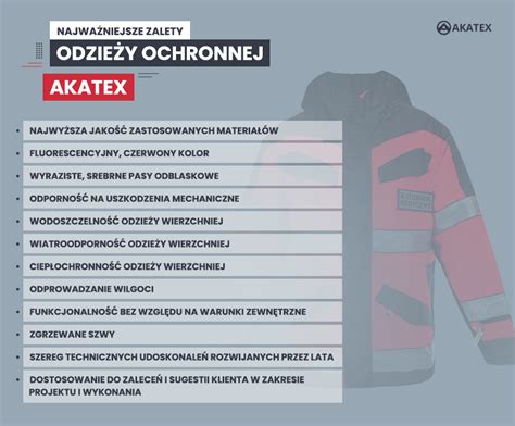 Zestawienie przykładowej odzieży ochronnej