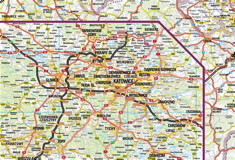 Mapa drogowa z zaznaczonymi trasami dojazdu
