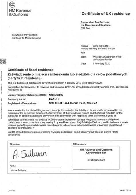 Certyfikat rezydencji podatkowej