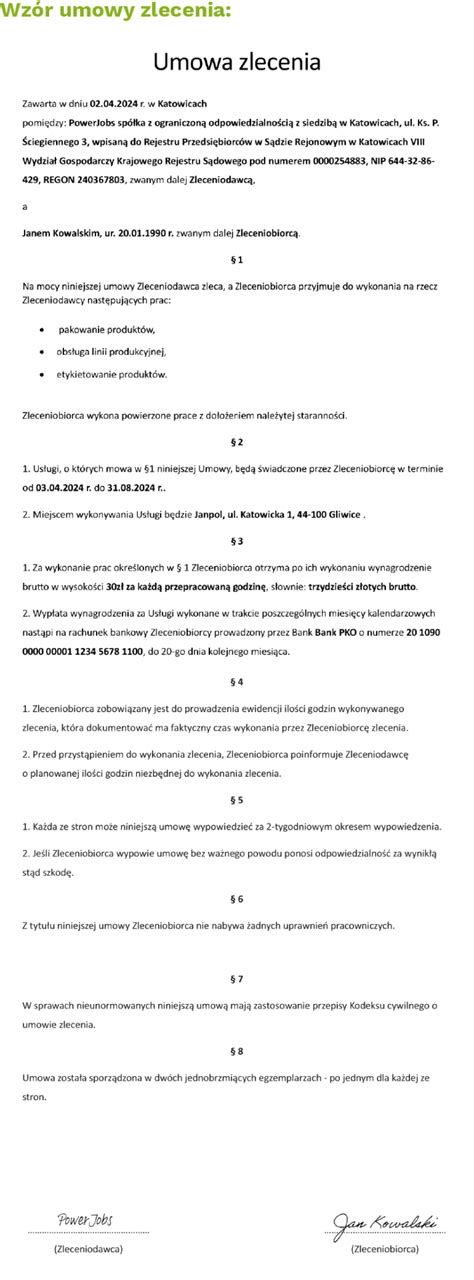 Schemat kluczowych elementów RODO w umowie zlecenia