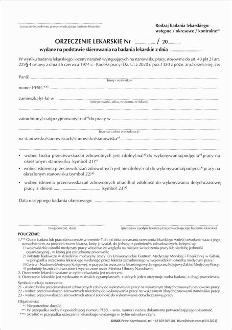 Lekarz medycyny pracy wydaje zaświadczenie o zdolności do pracy