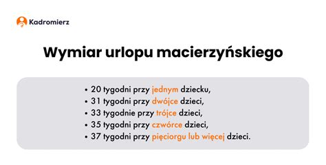 Schemat podziału urlopu macierzyńskiego w zależności od liczby dzieci