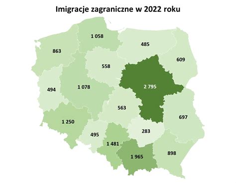 Mapa pokazująca kraje pochodzenia najliczniejszych grup imigrantów zarobkowych w Polsce.