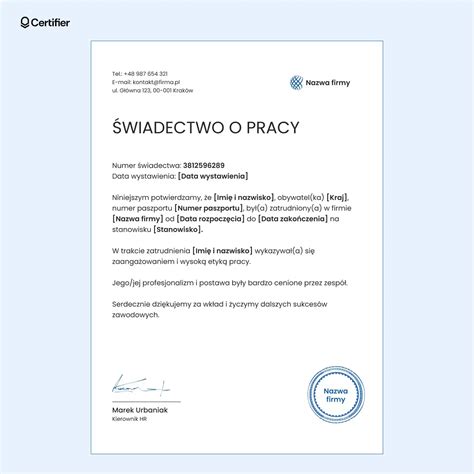 Pracownik i świadectwo pracy