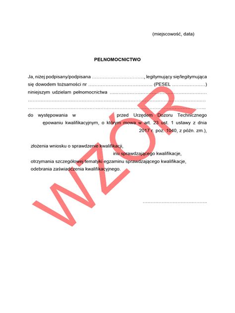Elementy pełnomocnictwa