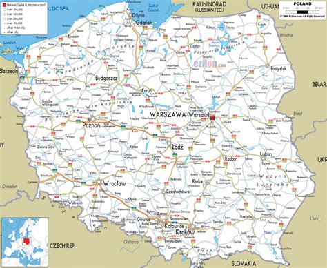 Mapa Polski z zaznaczonym Głogowem
