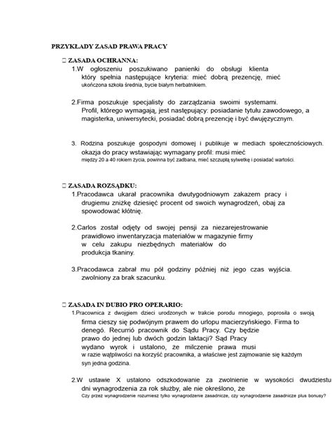 Schemat zasad prawa pracy