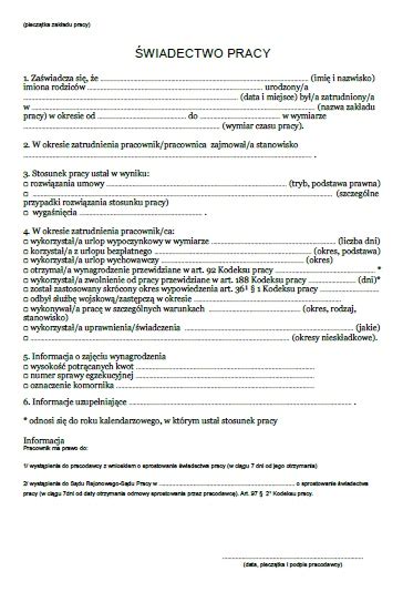Świadectwo pracy
