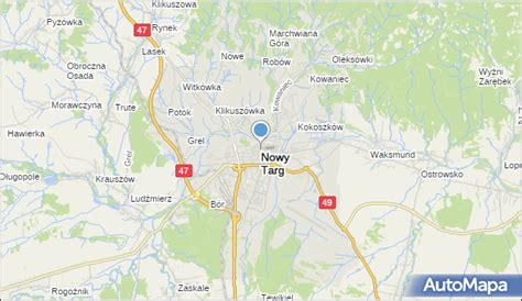 Mapa Nowego Targu i okolic