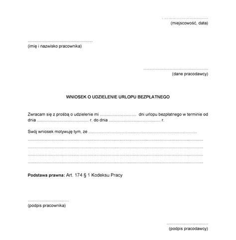 Przykładowy dokument podania o urlop dziekański