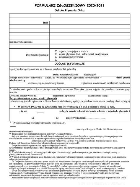 Formularz zgłoszeniowy do urzędu pracy
