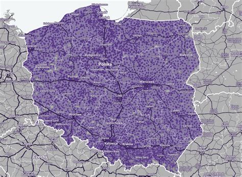 Mapa pokazująca zasięg usług medycznych w Polsce
