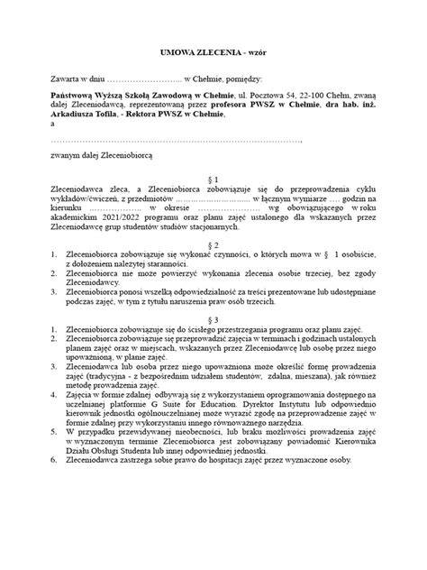 Schemat budowy umowy zlecenia