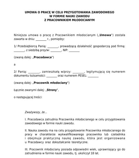 Podpisanie umowy o pracę