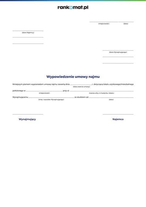 wzór wypowiedzenia umowy najmu