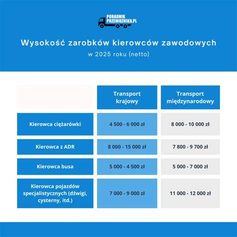 Tabela zarobków kierowców w Polsce