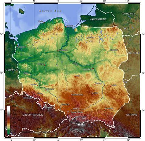 Mapa Polski z zaznaczonymi średnimi zarobkami w województwach
