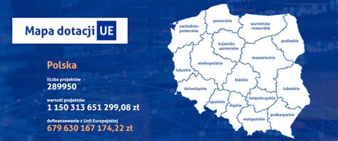 Mapa pokazująca dystrybucję funduszy unijnych na aktywizację zawodową w Polsce