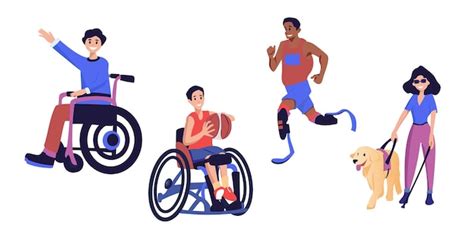 Ilustracja przedstawiająca osoby z różnymi rodzajami niepełnosprawności pracujące w biurze.