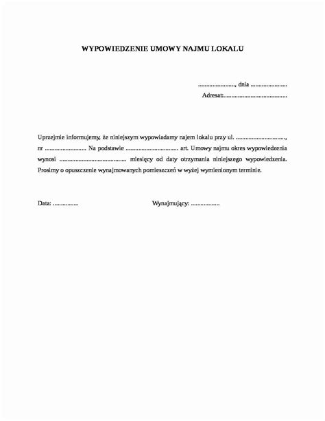 Wypowiedzenie umowy najmu lokalu
