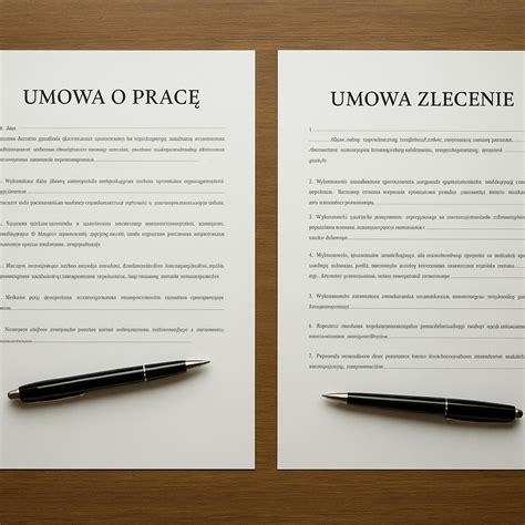 Ilustracja przedstawiająca różnice między umową o pracę a umową zlecenie.