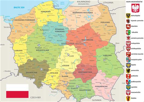 Mapa Polski z zaznaczonymi urzędami wojewódzkimi i samorządami