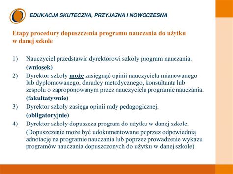 Schemat procedury dopuszczenia programu nauczania do użytku szkolnego