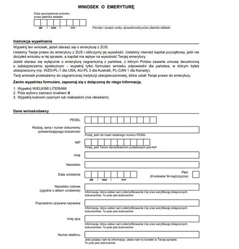 Proces składania wniosku o emeryturę