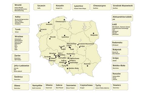 Mapa pokazująca lokalizację zakładów Paged w Polsce