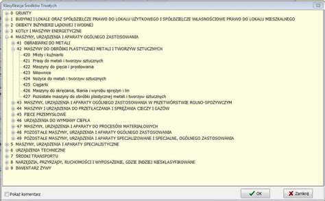 Schemat klasyfikacji środków trwałych w KŚT