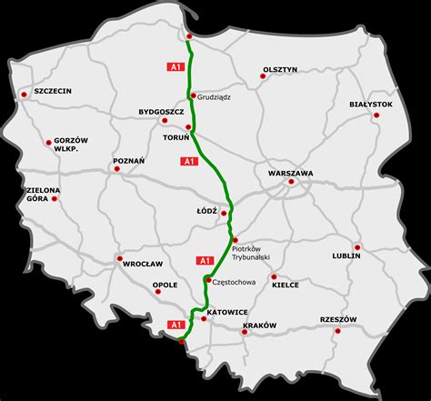 Mapa Polski z zaznaczoną odległością 80 km od Łomży