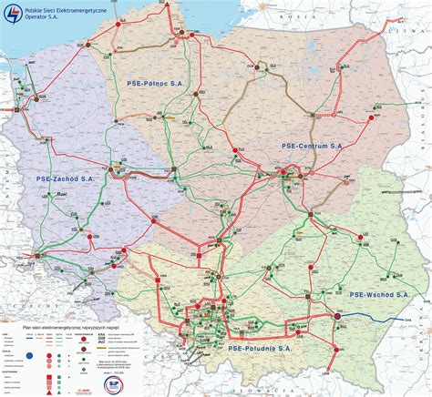 Mapa pokazująca rozmieszczenie sieci energetycznych